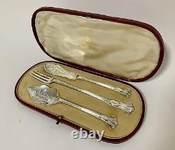 Antique Victorian Solid Sterling Silver Jam Spoon Butter Knife Pickle Fork Set