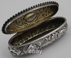 Antique Victorian Solid Sterling Silver Oval Box Jewellery Casket