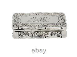 Antique Victorian Solid Sterling Silver Snuff Box Hallmarked George Unite 1866