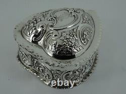 Antique Victorian Solid Sterling Silver Table Snuff Trinket Box London 1893 200g