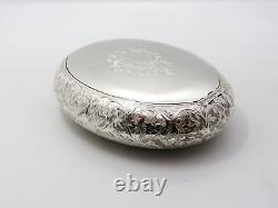 Antique Victorian Solid Sterling Silver Tobacco Box Fully Hallmarked 1890