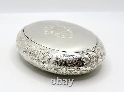 Antique Victorian Solid Sterling Silver Tobacco Box Fully Hallmarked 1890
