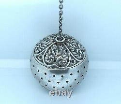 Antique Victorian Sterling American Whiting Repousse Tea Ball Infuser