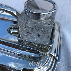 Antique Victorian Sterling Hm 1890 Inkwell Desk Set Josiah Williams 370g Silver