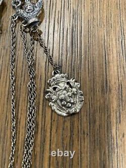 Antique Victorian Sterling Silver CROWN Crest Chatelaine 32g Beautiful Piece