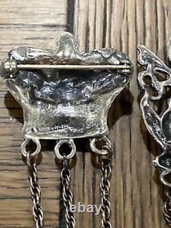 Antique Victorian Sterling Silver CROWN Crest Chatelaine 32g Beautiful Piece