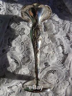 Antique Victorian Sterling Silver Cherub Repousse Fluted Wavy Top Vase Pretty
