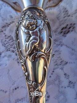 Antique Victorian Sterling Silver Cherub Repousse Fluted Wavy Top Vase Pretty