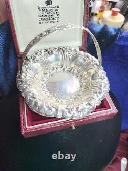 Antique Victorian Sterling Silver Gilt Bonbon Dish Basket