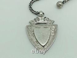 Antique Victorian Sterling Silver Heart Albertina 8.25 + T-Bar, Watch Fob