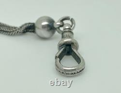 Antique Victorian Sterling Silver Heart Albertina 8.25 + T-Bar, Watch Fob