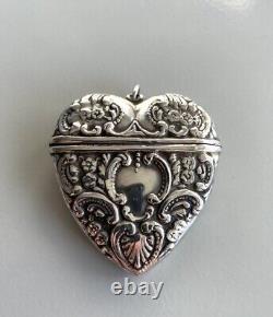 Antique Victorian Sterling Silver Heart Shaped Vesta Case