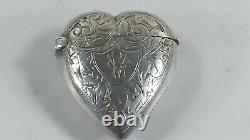 Antique Victorian Sterling Silver Heart Vesta Case 1897