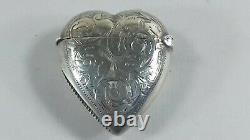 Antique Victorian Sterling Silver Heart Vesta Case 1897