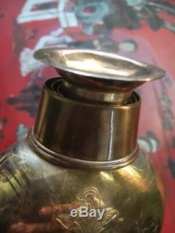 Antique Victorian Sterling Silver Hip Flask 262 Grams