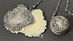 Antique Victorian Sterling Silver Large 5 Charms Chatelaine