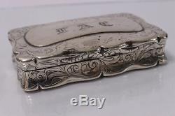 Antique Victorian Sterling Silver Nathaniel Mills Snuff Box 1851