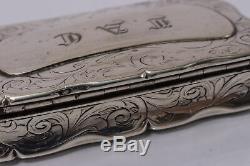 Antique Victorian Sterling Silver Nathaniel Mills Snuff Box 1851