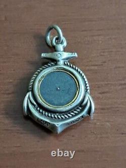 Antique Victorian Sterling Silver Naval Anchor Working Compass Watch Fob