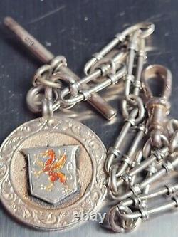 Antique Victorian Sterling Silver Pocket Watch chain albert chain 22 cm 9 in