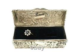 Antique Victorian Sterling Silver Ring Box 1893