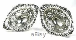 Antique Victorian Sterling Silver Sweet Dishes Footed Pair 1893