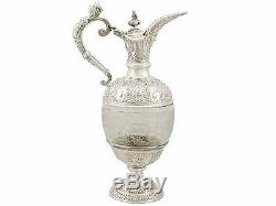 Antique Victorian Sterling Silver and Glass Claret Jug Carrington & Co 1897