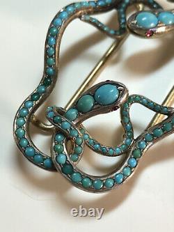 Antique Victorian Turquoise Entwined Snake Buckle