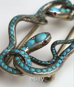 Antique Victorian Turquoise Entwined Snake Buckle
