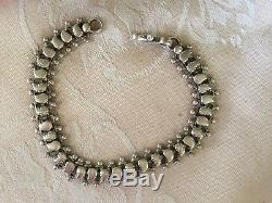 Antique Victorian Vintage Solid Sterling Silver Articulated Chain Bracelet
