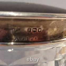 Antique Victorian c1876 Etched Glass Jar with Sterling Silver Lid (19th Century)