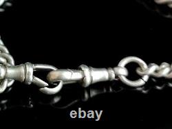 Antique Victorian silver Albert chain, double Albert, watch chain, fob
