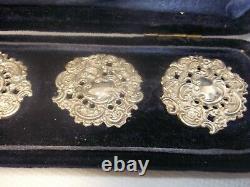 Antique Victorian silver buttons in original box