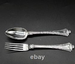 Antique Victorian silver spoon and fork cutlery pair Aaron Hadfield 1877 66.93 g