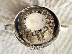 Antique Victorian solid silver ornate bowl and sugar sifter spoon in fitted case