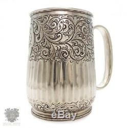 Antique Victorian sterling silver christening cup mug Sheffield 1888 tankard