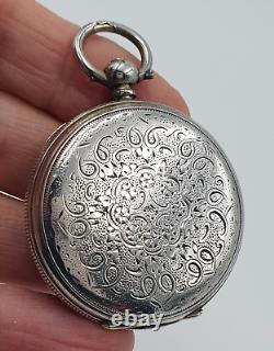 Antique Victorian sterling silver pocket/fob watch Beautiful watch Working