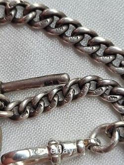 Antique Vintage Sterling Silver Pocket Watch Coin Chain albert chain