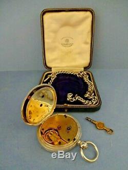 Antique Waltham Silver Pocket Watch With Silver Albert In Original Box