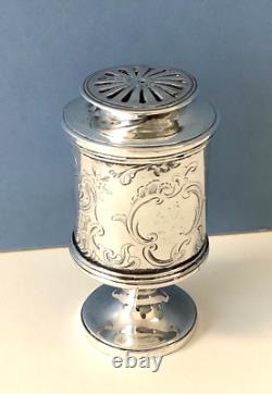 Antique early Victorian Solid Silver Pounce Pot