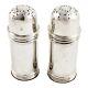 Antique Pair Victorian Sterling Silver Pepper Salt Shakers With Ribbed Girdles