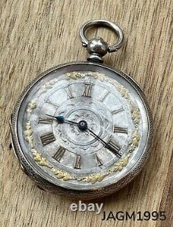 Antique pocket Fob watch Solid silver Victorian silver dial