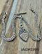 Antique Pocket Watch Chain 1900s Victorian Solid Silver Double Albert + Fob