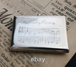 Antique silver cigarette case, Musical staves, Victorian sterling silver