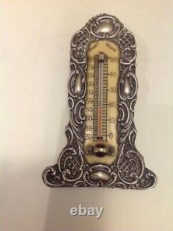 Antique silver mounted Thermometer, Levi & Salaman, Birmingham, 1901