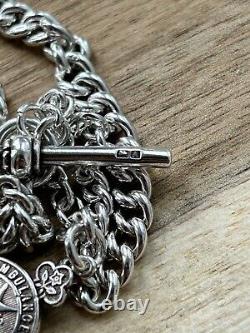 Antique solid silver Grad Victorian double pocket watch Albert chain + Fob C1925