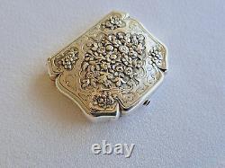 Antique sterling silver PILL/TRINKET BOX French Victorian 1900. With ruby stone