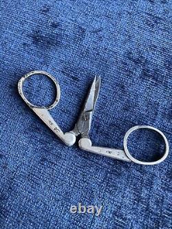 Antique victorian sterling silver folding scissors