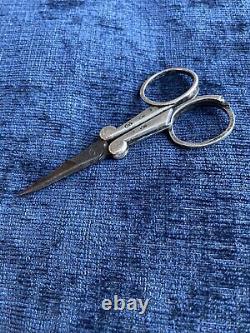 Antique victorian sterling silver folding scissors