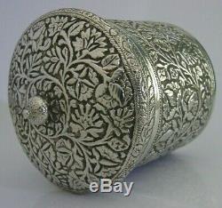 BEAUTIFUL ANGLO INDIAN STERLING SILVER TEA CADDY CANISTER BOX c1900 ANTIQUE 130g